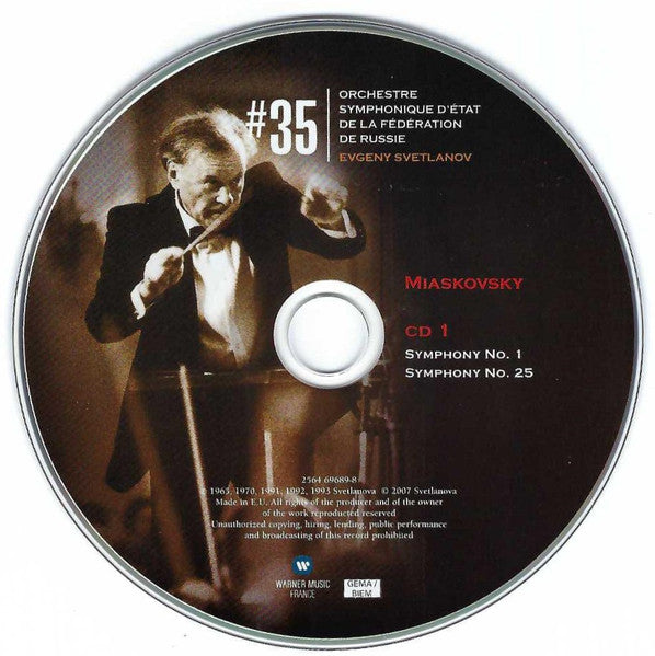 Image of Label Cover of 16xLP - VG+/VG+ - EVGENY SVETLANOV, ORCHESTRE SYMPHONIQUE D' TAT DE LA F D RATION DE RUSSIE, ORCHESTRE SYMPHONIQUE DE L'URSS, Miaskovsky: Int grale Des Symphonies = Complete Symphonies (Warner Music France; 2564 69689-8, Europe 2007, Box Set), ,  - 1236057E