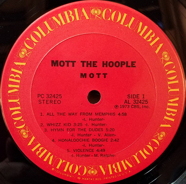 Image of Label Cover of LP - VG/VG - MOTT THE HOOPLE, Mott (Columbia; PC 32425, US 1970s Reissue, Gatefold, Pitman Pressing), Strong VG,  - 1216064C