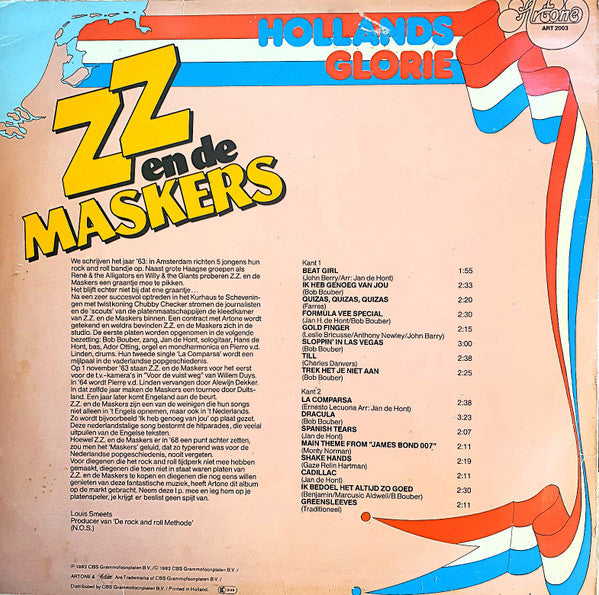 Image of Back Cover of LP - VG+/EX - ZZ EN DE MASKERS, Hollands Glorie (Artone; ART 2003, Netherlands 1982), ,  - 1226174E