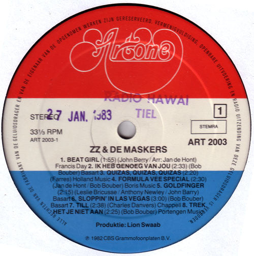 Image of Label Cover of LP - VG+/EX - ZZ EN DE MASKERS, Hollands Glorie (Artone; ART 2003, Netherlands 1982), ,  - 1226174E