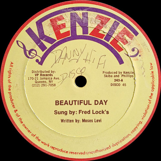 Image of Front Cover of 12" - /VG - FRED LOCKS / LITTLE JOHN, Beautiful Day / Over Me (Kenzie; 001, US 1980s), Quite a few storage marks, plays fine.,  - 1226192E