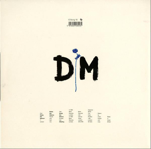 Image of Back Cover of 12" - VG+/VG+ - DEPECHE MODE, Enjoy The Silence (Mute; 12 Bong 18, UK 1990, Audio Services Ltd. Pressing), Sleeve has slight impression of where sticker was.,  - 2526035E