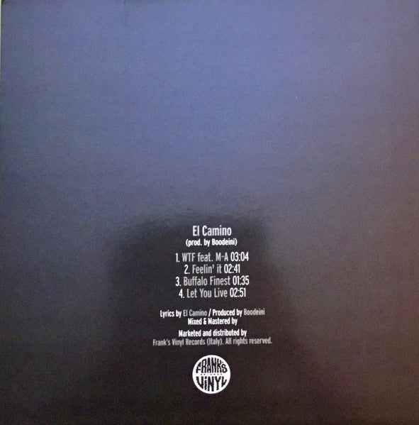 Image of Back Cover of 12" - VG/VG - EL CAMINO, 96 (Frank's Vinyl Records; FVR-006, Italy 2019, Sticker), ,  - 1826086E
