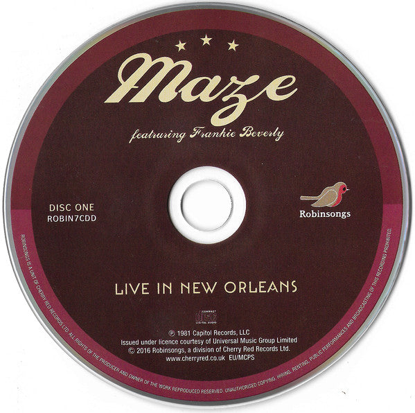 Image of Label Cover of CD - EX/EX - MAZE FEATURING FRANKIE BEVERLY, Live in New Orleans / Live in Los Angeles (Robinsongs ; ROBIN7CDD, Europe 2016), Opened Instore/Unplayed,  - 1256061S