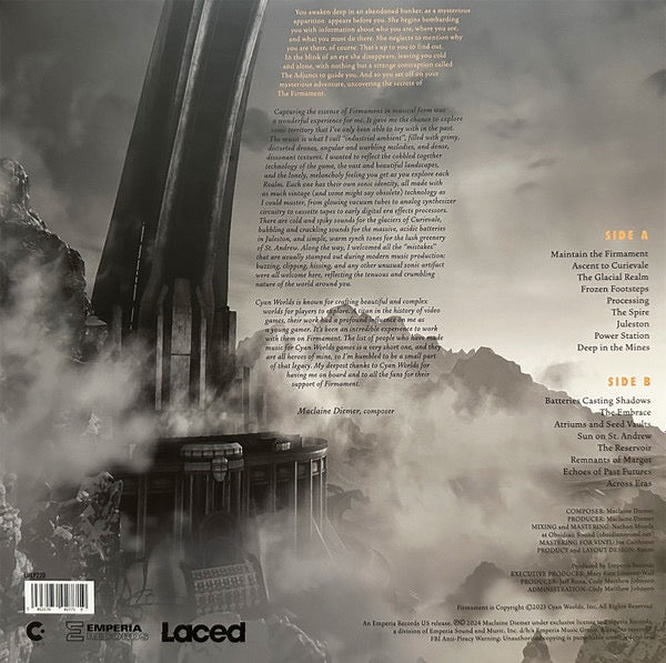 Image of Back Cover of LP - NEW/NEW - MACLAINE DIEMER, Firmament (Original Soundtrack) (Laced Records; LMLP220, UK, Europe & US 2024, Deluxe Edition, Remastered, "Luxurious Deep Red" Vinyl), ,  - 1236140E