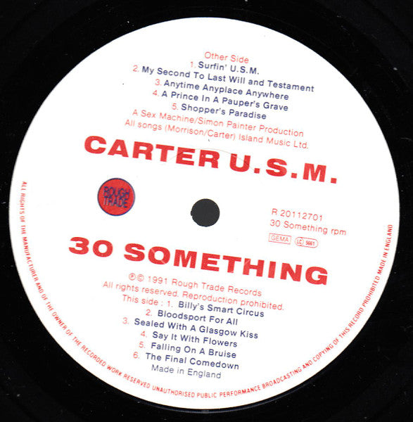 Image of Label Cover of LP - VG/VG - CARTER THE UNSTOPPABLE SEX MACHINE, 30 Something (Rough Trade; R20112701, UK 1991, Gatefold, Inner), Side2 label missing, light marks, edge wear,  - 3946246S