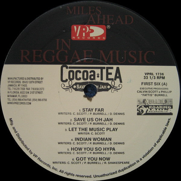 Image of Label Cover of LP - EX/VG - COCOA TEA, Save Us Oh Jah (VP Records; VPRL-1736, US 2006), ,  - 1246298S