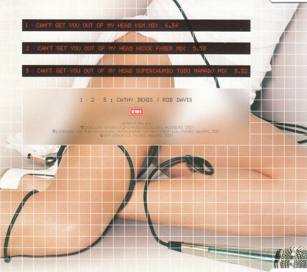 Image of Back Cover of CD - VG+/VG+ - KYLIE, Can't Get You Out Of My Head (Remix) (EMI; 7243 5 50378 2 4, Spain 2001, Single), ,  - 1256081S