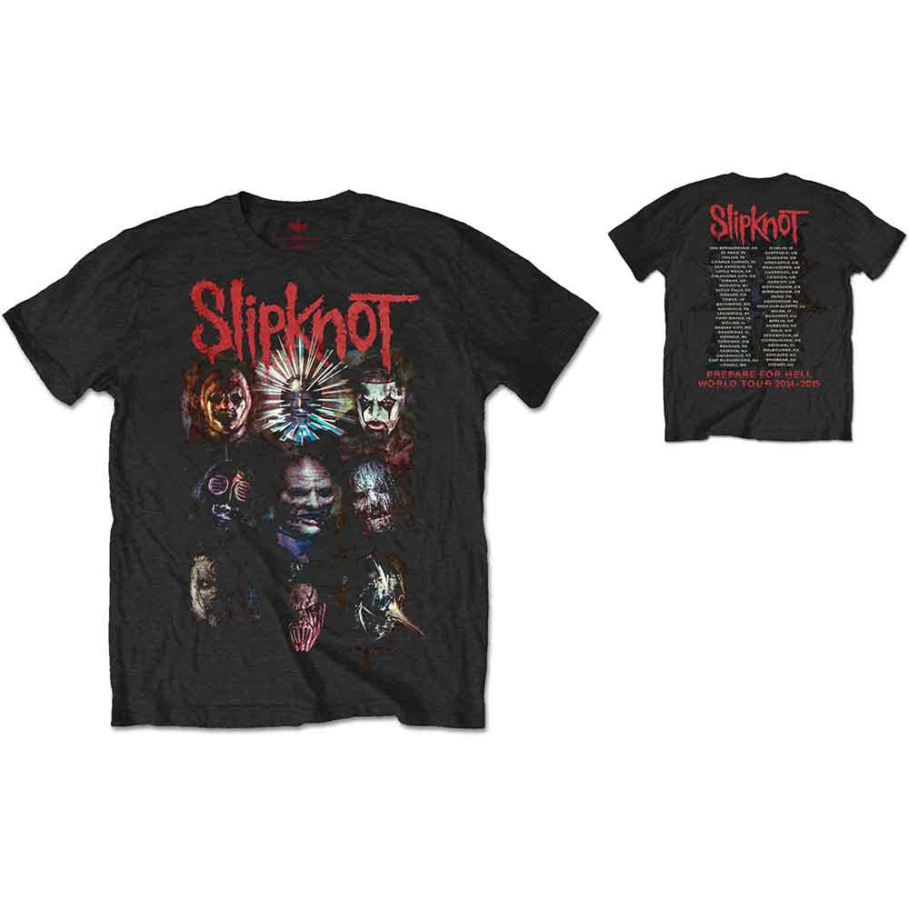 Image of Front Cover of Accessories - NEW/NEW - SLIPKNOT, Slipknot Unisex T-Shirt: Prepare for Hell 2014-2015 Tour (Black) (Back Print) L (,  ), ,  - 1256096S