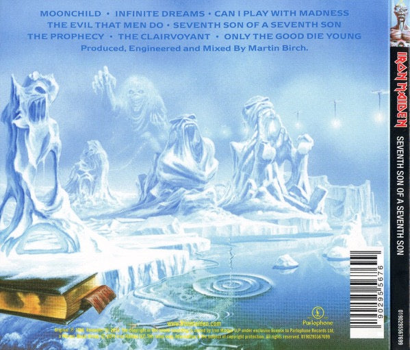 Image of Back Cover of CD - M/M - IRON MAIDEN, Seventh Son Of A Seventh Son (Parlophone; 0190295567699, Europe 2019 Reissue, Digipak), Still SEALED In Stickered Shrinkwrap,  - 1216384C