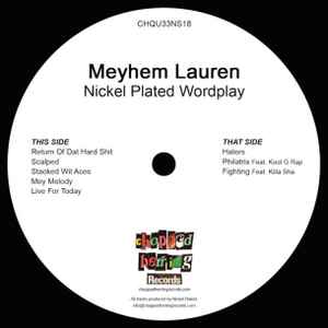 Image of Label Cover of LP - EX/EX - MEYHEM LAUREN, Nickel Plated Wordplay (Chopped Herring Records; CHQU33NS18, UK 2019, Purple Vinyl), ,  - 1246310S