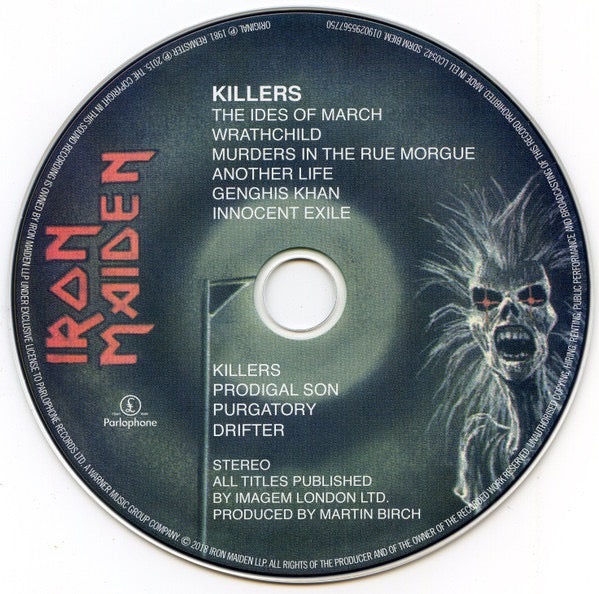 Image of Label Cover of CD - M/M - IRON MAIDEN, Killers (Parlophone; 0190295567750, Europe 2018 Reissue, Digipak), Still SEALED In Stickered Shrinkwrap,  - 1216386C