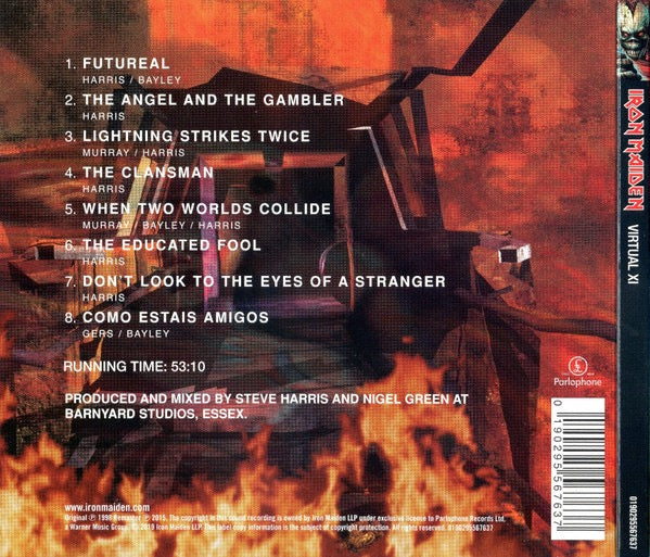 Image of Back Cover of CD - M/M - IRON MAIDEN, Virtual XI (Parlophone; 0190295567637, Europe 2019 Reissue, Digipak), Still SEALED In Stickered Shrinkwrap,  - 1216387C