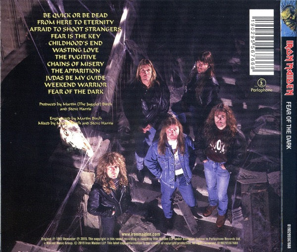 Image of Back Cover of CD - M/M - IRON MAIDEN, Fear Of The Dark (Parlophone; 0190295567668, Europe 2019 Reissue, Digipak), Still SEALED In Stickered Shrinkwrap,  - 1216388C