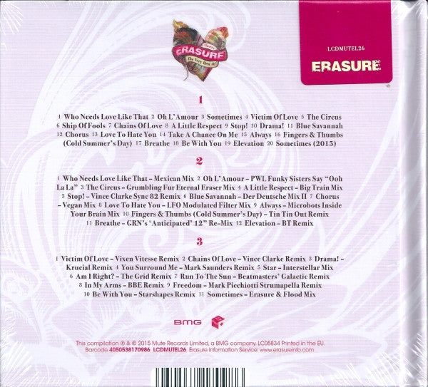 Image of Back Cover of 3xCD - VG+/EX - ERASURE, Always (The Very Best Of Erasure) (Mute; LCDMUTEL26, Europe 2015, Book Sleeve), ,  - 1256085S