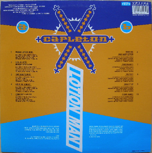Image of Back Cover of LP - VG+/VG+ - CAPLETON, Lotion Man (VP Records; VPRL 1195, US 1991), ,  - 1246320S