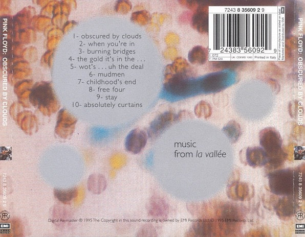 Image of Back Cover of CD - M/M - PINK FLOYD, Obscured By Clouds (EMI United Kingdom; 7243 8 35609 2 9, Europe 1995 Reissue, Jewel Case), ,  - 1216440C
