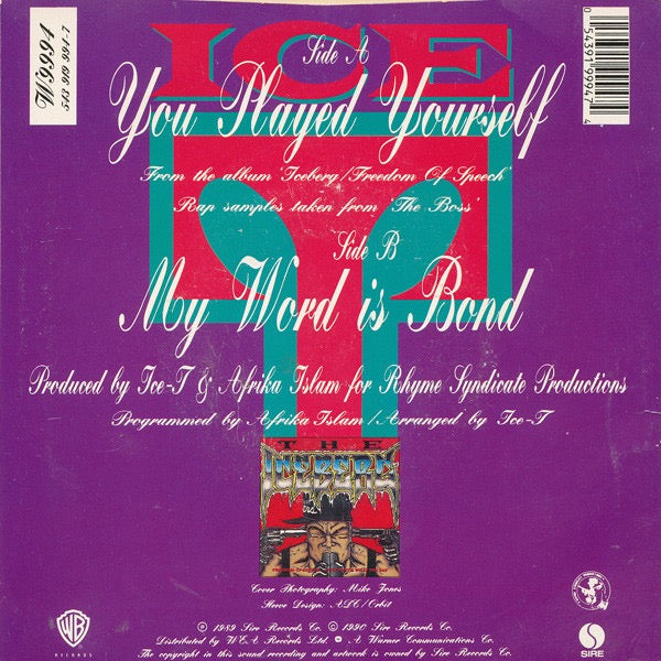 Image of Back Cover of 7" - VG/VG - ICE-T, You Played Yourself (Sire; W 9994, UK 1990, Picture Sleeve), Light edge wear to sleeve. Disc has a few light, superficial marks.,  - 1216452C