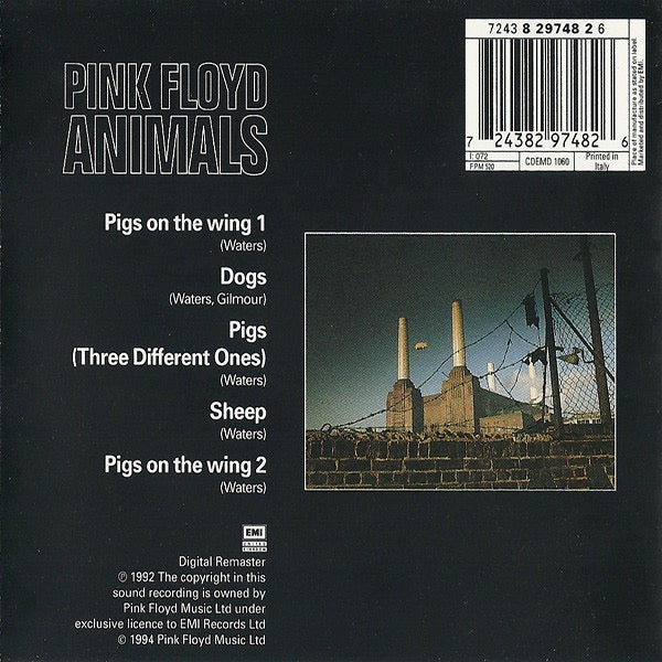 Image of Back Cover of CD - M/M - PINK FLOYD, Animals (EMI United Kingdom; 7243 8 29748 2 6, Europe 1994 Reissue, Jewel Case), SEALED,  - 1216444C