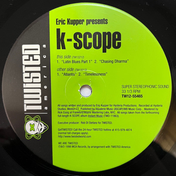 Image of Back Cover of 12" - VG/G - ERIC KUPPER PRESENTS K-SCOPE, K-Scope 3 (Twisted America Records ; TW12-55465, US 1998), ,  - 1226381E