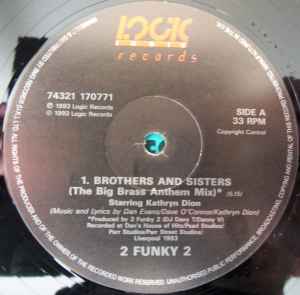 Image of Label Cover of 12" - VG+/VG - 2 FUNKY 2 STARRING KATHRYN DION*, Brothers & Sisters (Logic Records; LUK 029, UK 1993), light marks only. comes with press release,  - 1246390S