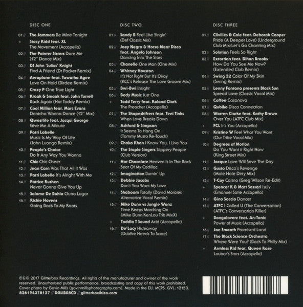 Image of Back Cover of 3xCD - M/M - VARIOUS, Glitterbox (Disco's Revenge) (Defected; DGLIB08CD, UK 2017, Card Sleeve, Booklet & Inners), SEALED,  - 2116667C