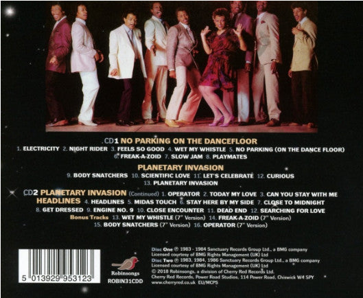 Image of Back Cover of 2xCD - VG+/VG+ - MIDNIGHT STAR, No Parking On The Dancefloor / Planetary Invasion / Headlines (Robinsongs; ROBIN31CDD, UK 2018, Jewel Case), ,  - 1256160S