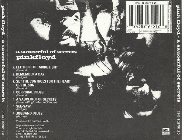 Image of Back Cover of CD - M/M - PINK FLOYD, A Saucerful Of Secrets (EMI United Kingdom; 7243 8 29751 2 0, Europe 1992 Reissue, Jewel Case), SEALED,  - 1216447C