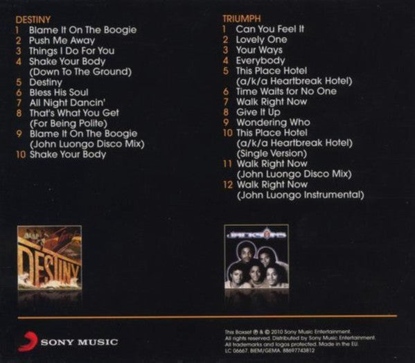 Image of Back Cover of 2xCD - VG+/EX - THE JACKSONS, Destiny / Triumph (Sony Music; 88697743812, Europe 2010, Jewel Case With O-Card), Opened Instore,  - 1756176S