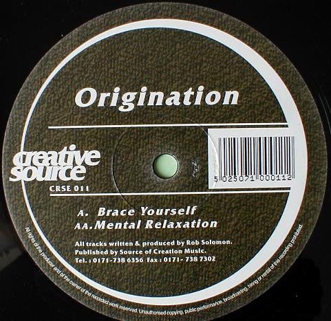 Image of Label Cover of LP - VG/VG+ - ORIGINATION, Brace Yourself / Mental Relaxation (Creative Source; CRSE 011, UK 1997), ,  - 1226415E