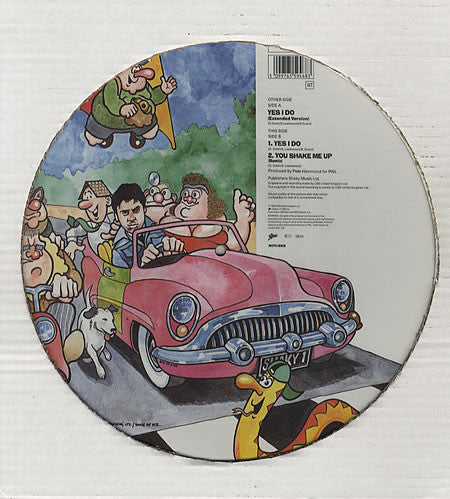 Image of Back Cover of LP - /VG+ - SHAKIN' STEVENS, Yes I Do (Epic; SHAKY P12, UK 1990s, Clear Plastic Sleeve, Picture Disc featuring Viz Comic characters), ,  - 1246358S