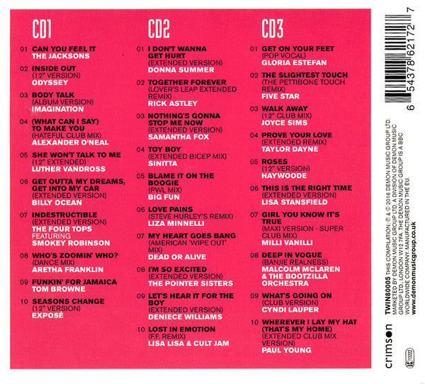 Image of Back Cover of 3xCD - VG+/VG+ - VARIOUS, Twelve Inch Eighties (Can You Feel It) (Crimson; TWIN80005, UK 2016, Triple Gatefold), Opened Instore,  - 1256195S