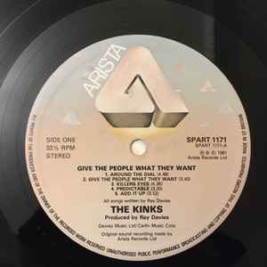 Image of Label Cover of LP - VG/VG+ - THE KINKS, Give The People What They Want (Arista; SPART 1171, UK 1981, Inner, Stickered Sleeve), Edge Wear,  - 1246362S