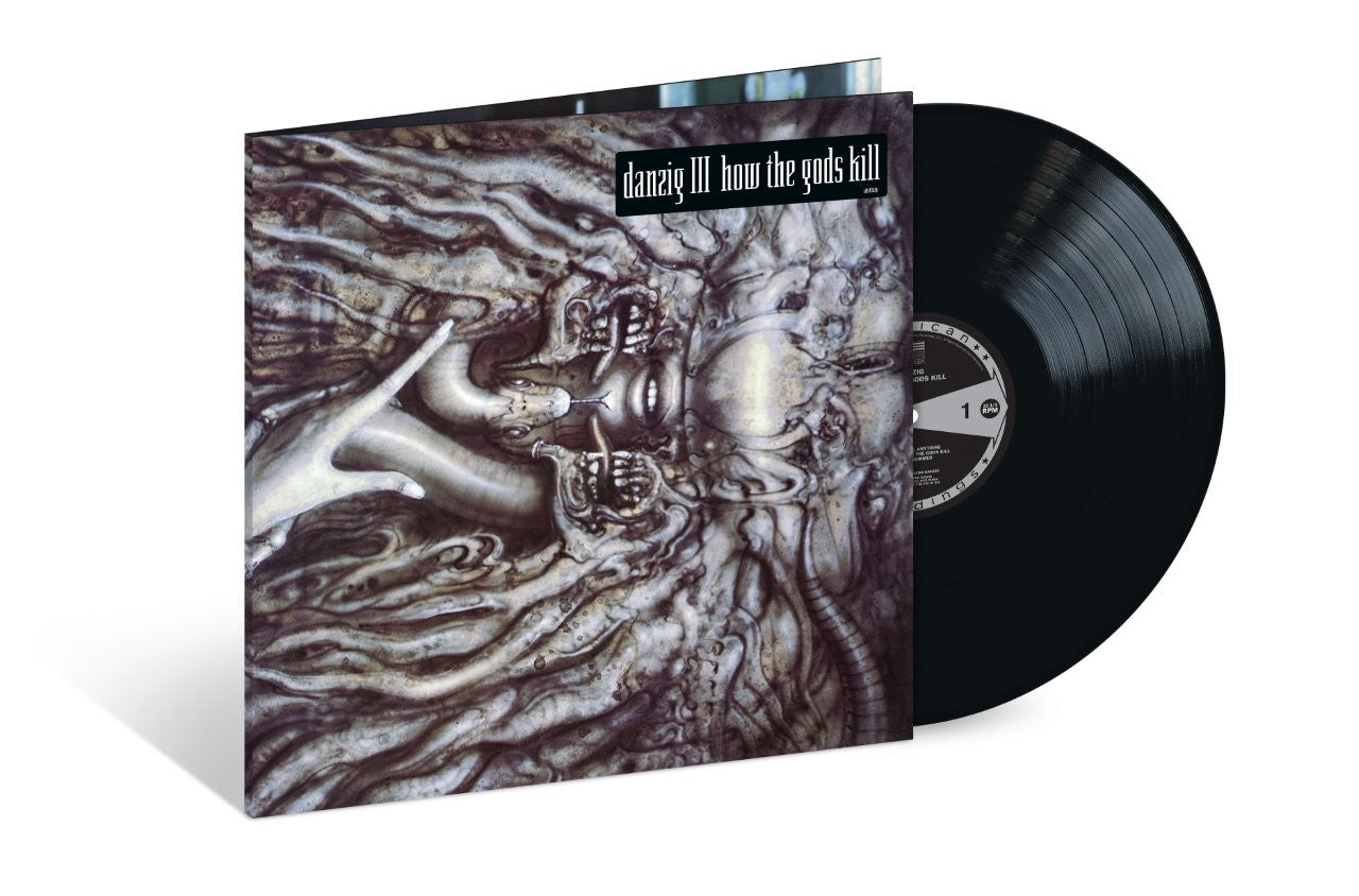 Image of Back Cover of LP - NEW/NEW - DANZIG, Danzig III (UMR; 7837638, Europe 2026 Reissue, Gatefold, Limited Edition Black Vinyl), , The first official vinyl repressing from American Recordings of Danzig's  third  album since its initial release in 1992. Tracks include "Dirty Black Summer" and "Left Hand Black". LP package includes gatefold LP jacket, printed sleeves and black, standard weight vinyl. - 9132608C