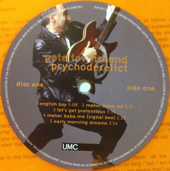 Image of Label Cover of 2xLP - EX/EX - PETE TOWNSHEND, Psychoderelict (UMC; 5734718, Europe 2017 Reissue, Inner, 180 Gram Orange Vinyl), Opened Instore, Still In Shrinkwrap,  - 1346016S