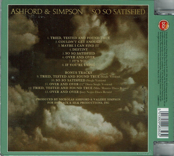 Image of Back Cover of CD - VG+/VG+ - ASHFORD & SIMPSON, So So Satisfied (Big Break Records; CDBBRX0335, UK 2015 Reissue, Super Jewel case), ,  - 1816608C