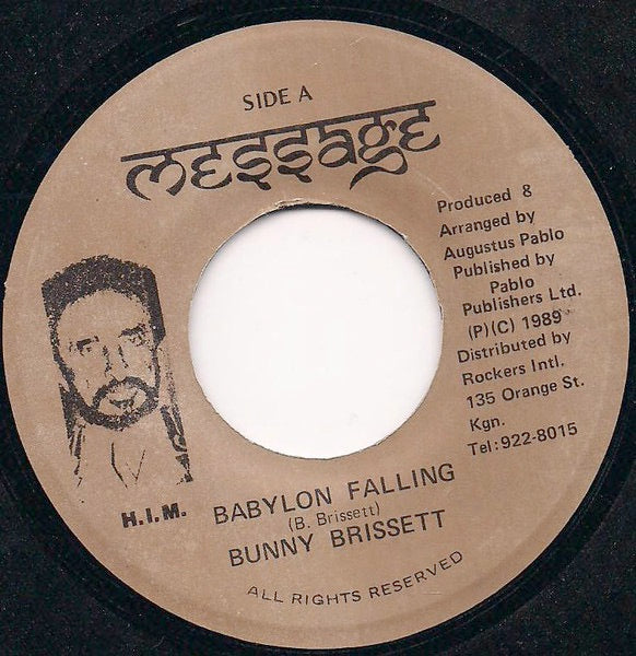 Image of Front Cover of 7" - /VG+ - BUNNY BRISSETT, Babylon Falling (Message; , Jamaica 1989), ,  - 1316185C