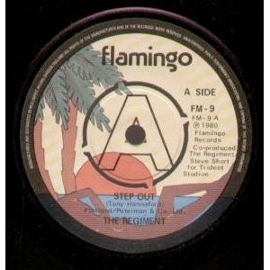 Image of Front Cover of 7" - /EX - THE REGIMENT, Step Out / Burning World (Flamingo; FM-9, UK 1980, Promo, 4-Prong Centre), ,  - 1316188C
