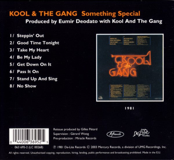 Image of Back Cover of CD - EX/EX - KOOL & THE GANG, Something Special (De-Lite Records; 063 695-2, Europe 2003 Reissue), Opened Instore, Unplayed,  - 1356084S