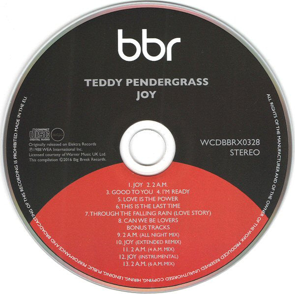 Image of Label Cover of CD - EX/EX - TEDDY PENDERGRASS, Joy (Big Break Records; WCDBBRX0328, UK 2016 Reissue, Super Jewel case), Opened Instore, Unplayed,  - 1356089S