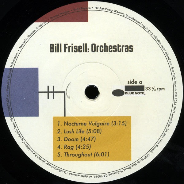Image of Label Cover of 2xLP - NEW/NEW - BILL FRISELL, Orchestras (Blue Note; 00602458837407, USA & Europe 2024), ,  - 1236164E