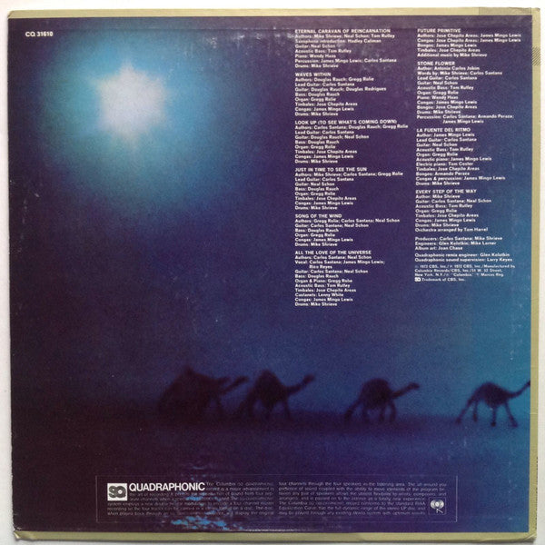 Image of Back Cover of LP - VG/VG - SANTANA, Caravanserai (Columbia Gold Labels; CQ 31610, US 1972, Quadraphonic), Company inner split at bottom,  - 1316144C