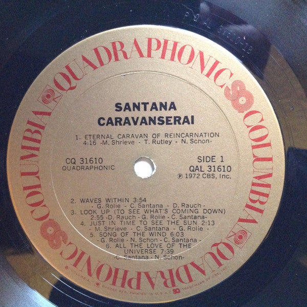 Image of Label Cover of LP - VG/VG - SANTANA, Caravanserai (Columbia Gold Labels; CQ 31610, US 1972, Quadraphonic), Company inner split at bottom,  - 1316144C