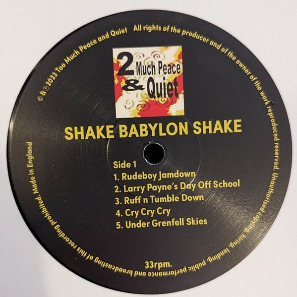 Image of Label Cover of LP - VG/EX - THE MIGHTY REBEL SOUND SYNDICATE, Shake Babylon Shake (Too Much Peace And Quiet; TMPQ011, UK 2023), Damage on top seam of sleeve.,  - 1316212C