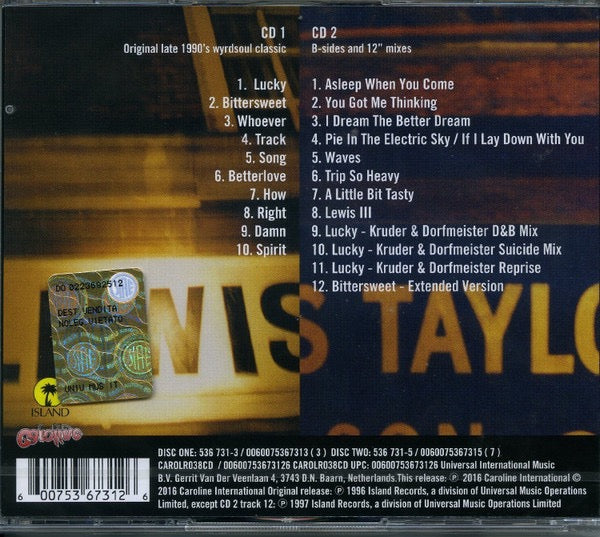 Image of Back Cover of 2xCD - M/M - LEWIS TAYLOR, Lewis Taylor (Island Records; CAROLR038CD, Europe 2016 Reissue, Double CD Case), SEALED,  - 1336068E