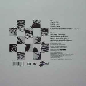 Image of Back Cover of 12" - G+/VG+ - ONE CUT, Underground Terror Tactics EP (Hombr ; MEX 016, UK 2000, Cardboard sleeve), Light marks on disc. Light wear to sleeve - Light ringwear, small tear on bottom, small burn mark on spine. Light stain on sleeve - Banksy image itself in great condition., A1 - Serial OneA2 - Serial TwoA3 - Flesh EatersA4 - Underground Terror TacticsRap [Featuring]   RetnaB1 - Innercity FrequencyB2 - Instrumental FrequencyB3 - Beat Crisis At 5 High (W.O.B.)B4 - Underground Terr