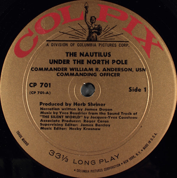Image of Label Cover of LP - G+/VG - HERB SHRINER, Nautilus: Actual Sounds & Voices Recorded During Its Historic Voyage Under The North Pole (Colpix Records ; CP 701, US 1958, Gatefold, Stapled In Booklet), Sticker Damage To Sleeve, Split Spine And Seams, Overall Sleeve Wear,  - 1326163E