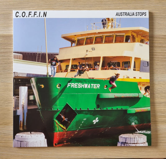 Image of Front Cover of LP - VG+/EX - C.O.F.F.I.N, Australia Stops (Damaged Record Co. ; DRC-010, Australia 2023, Recycled Green/Black Vinyl), Corner Bump,  - 1326157E