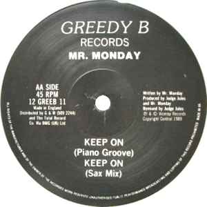 Image of Back Cover of 12" - /VG - MR. MONDAY, Appreciate / Keep On (Greedy Beat Records ; 12 GREEB 11, UK 1990), light marks only,  - 1346167S