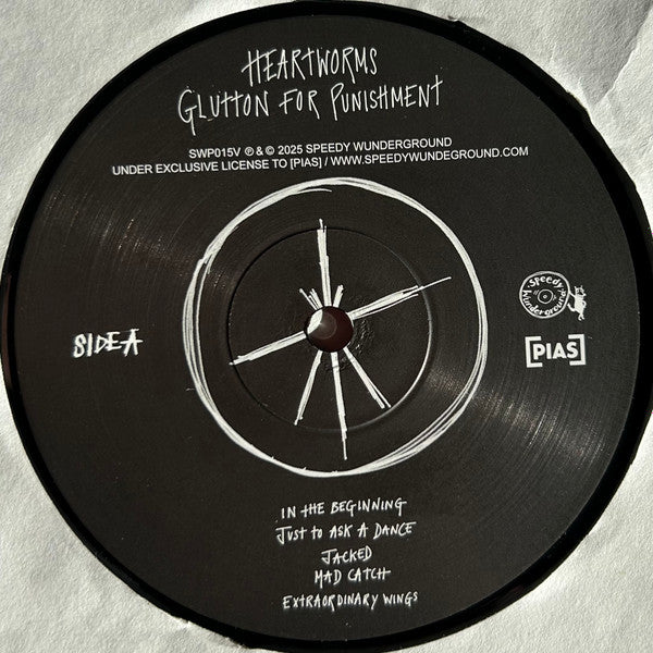 Image of Label Cover of LP - EX/EX - HEARTWORMS, Glutton For Punishment (Speedy Wunderground ; SWP015V, UK & US 2025, Inner), ,  - 1326141E